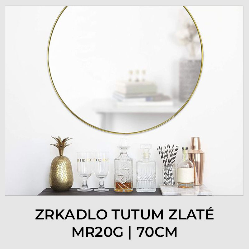 Okrúhle zrkadlo lemované zlatým rámom do obývačky, spálne aj kúpeľne.